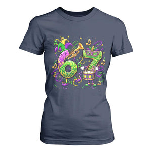 67 Mardi Gras Meme T Shirt For Women Funny Six Seven Carnival Party TS14 Navy Print Your Wear