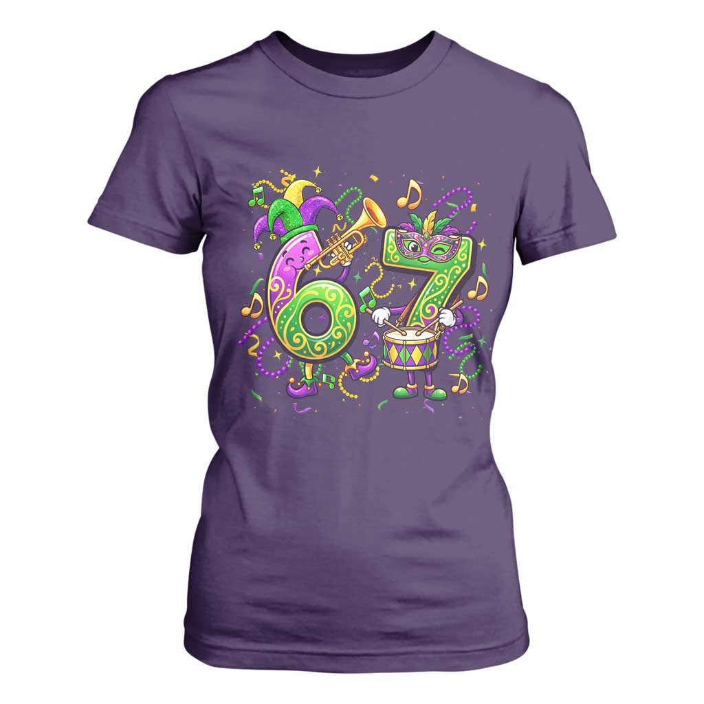 67 Mardi Gras Meme T Shirt For Women Funny Six Seven Carnival Party TS14 Purple Print Your Wear