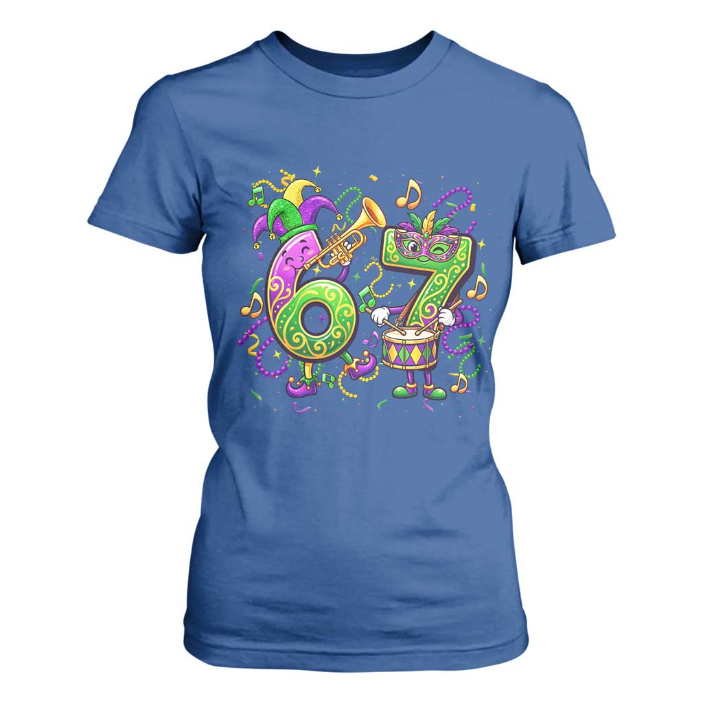 67 Mardi Gras Meme T Shirt For Women Funny Six Seven Carnival Party TS14 Royal Blue Print Your Wear