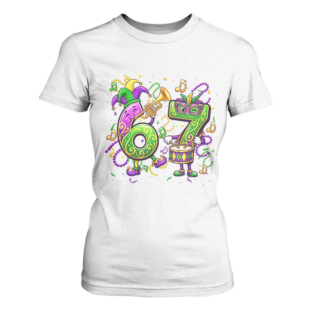 67 Mardi Gras Meme T Shirt For Women Funny Six Seven Carnival Party TS14 White Print Your Wear