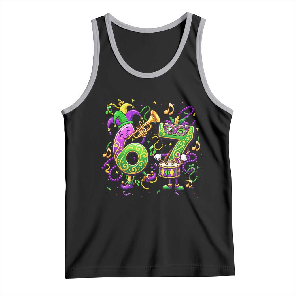67 Mardi Gras Meme Tank Top Funny Six Seven Carnival Party TS14 Black Athletic Heather Print Your Wear