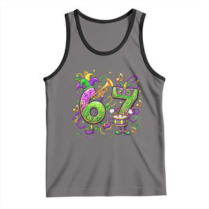 67 Mardi Gras Meme Tank Top Funny Six Seven Carnival Party TS14 Deep Heather Black Print Your Wear