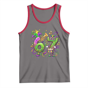 67 Mardi Gras Meme Tank Top Funny Six Seven Carnival Party TS14 Deep Heather Red Print Your Wear