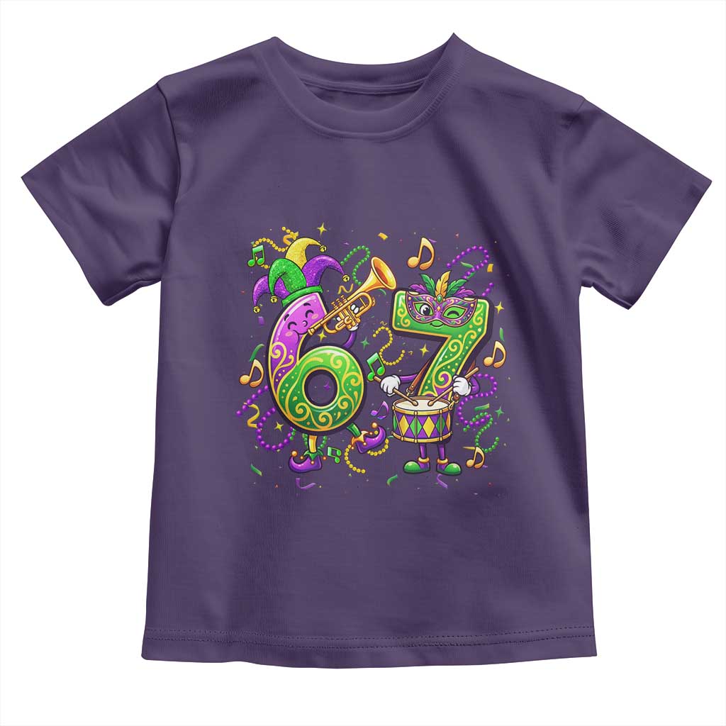 67 Mardi Gras Meme Toddler T Shirt Funny Six Seven Carnival Party TS14 Purple Print Your Wear