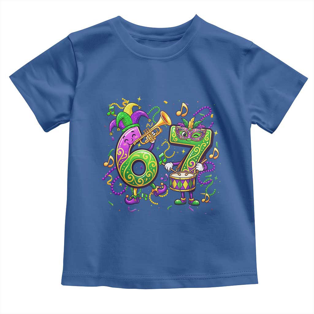 67 Mardi Gras Meme Toddler T Shirt Funny Six Seven Carnival Party TS14 Royal Blue Print Your Wear