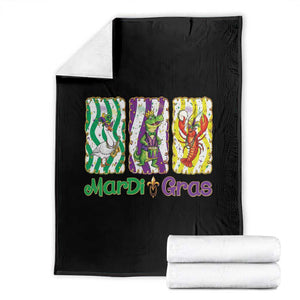 Funny Mardi Gras Animal Throw Blanket Alligator Crawfish Goose New Orleans Louisiana TS14 Black Print Your Wear