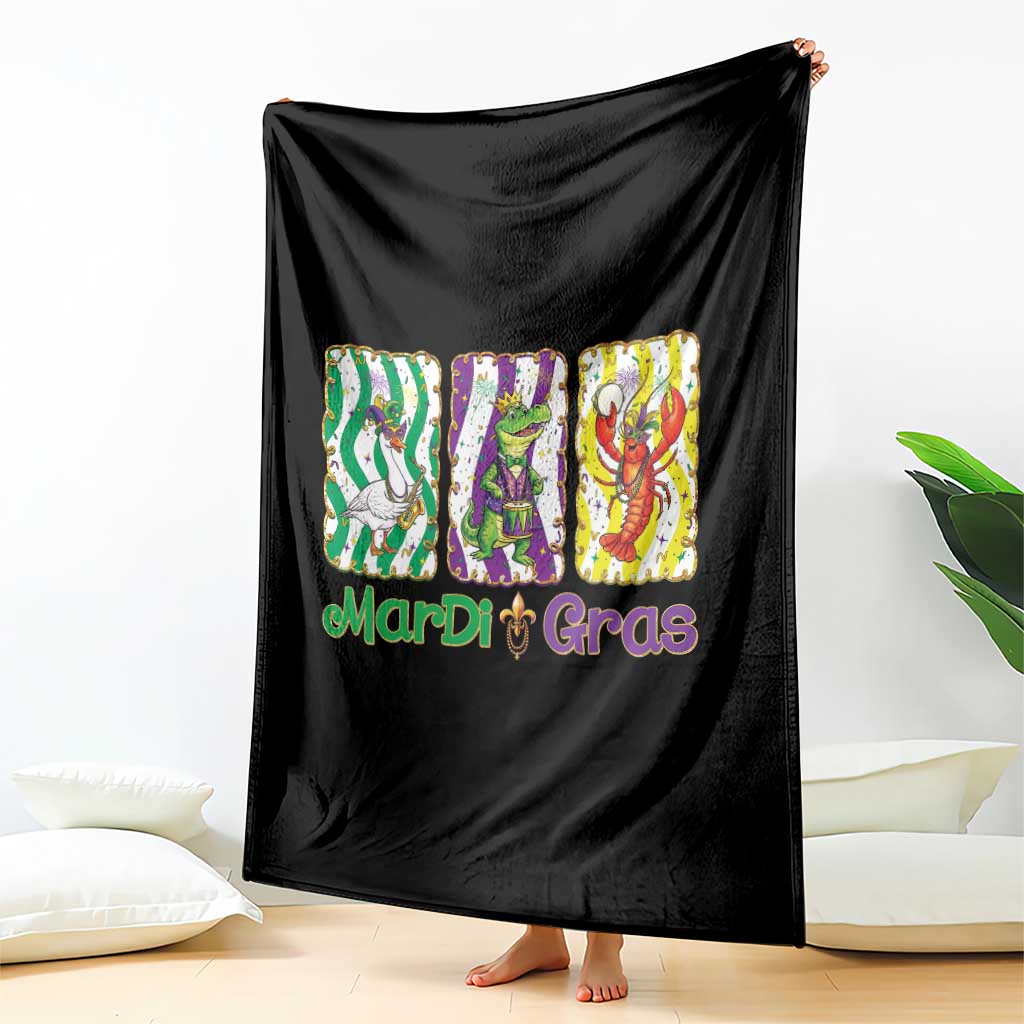 Funny Mardi Gras Animal Throw Blanket Alligator Crawfish Goose New Orleans Louisiana TS14 Print Your Wear