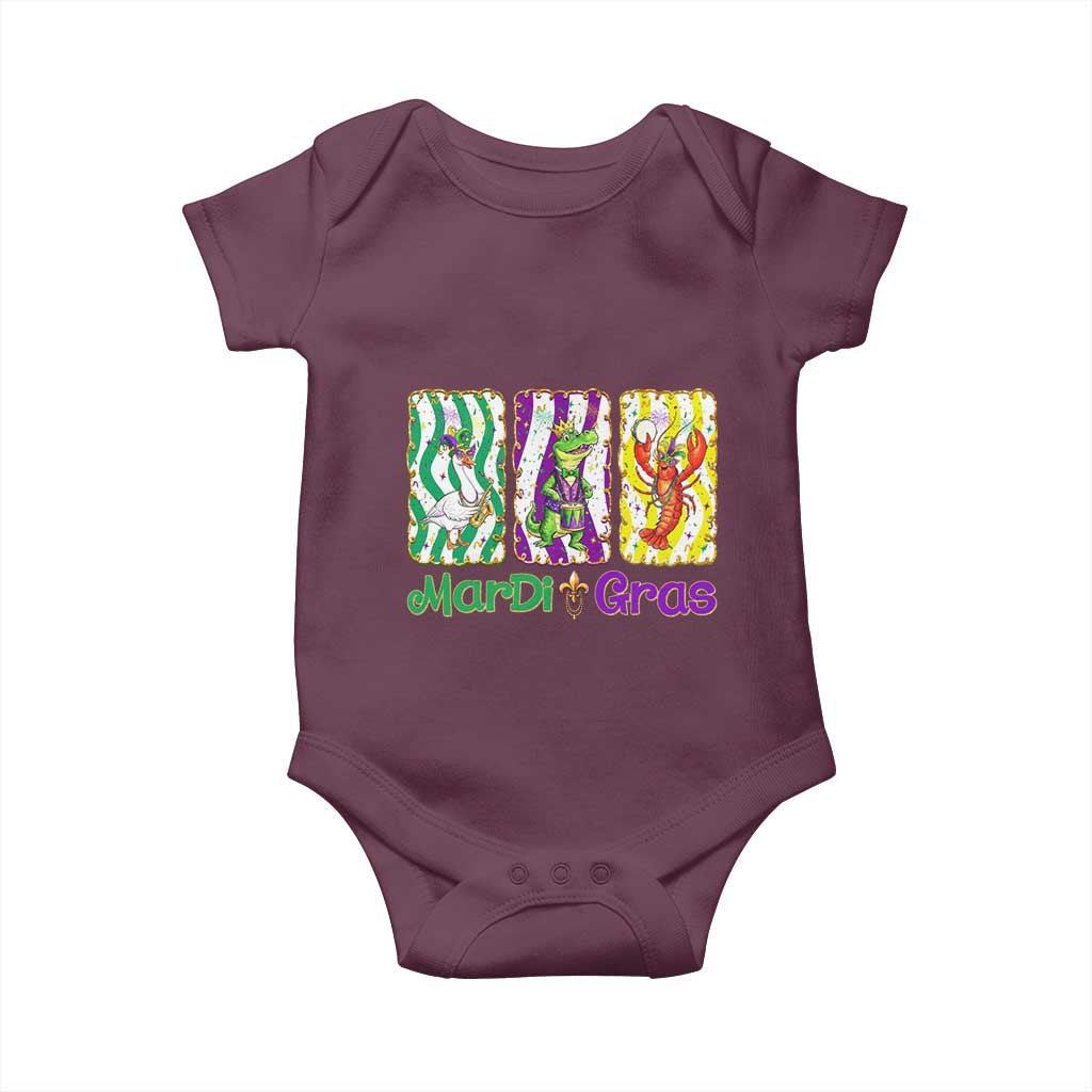 Funny Mardi Gras Animal Baby Onesie Alligator Crawfish Goose New Orleans Louisiana TS14 Maroon Print Your Wear