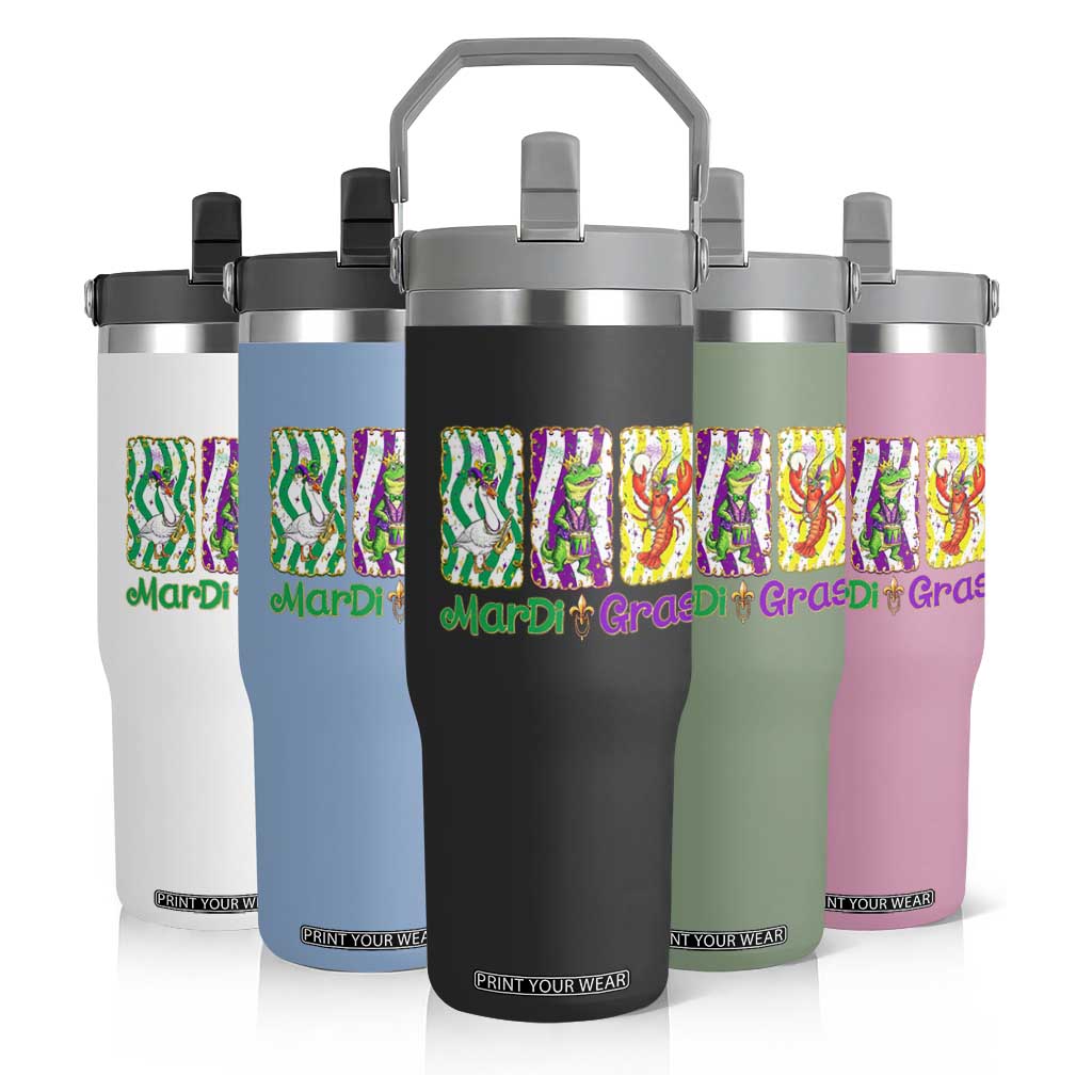 Funny Mardi Gras Animal Flip Straw Tumbler Alligator Crawfish Goose New Orleans Louisiana TS14 Print Your Wear