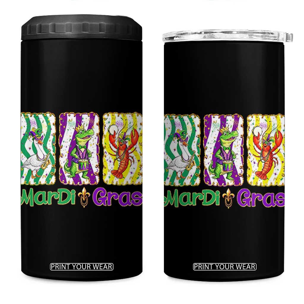 Funny Mardi Gras Animal 4 in 1 Can Cooler Tumbler Alligator Crawfish Goose New Orleans Louisiana TS14 One Size: 16 oz Black Print Your Wear