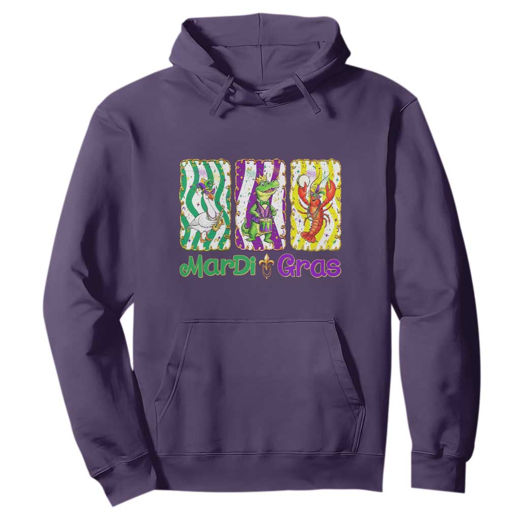 Funny Mardi Gras Animal Hoodie Alligator Crawfish Goose New Orleans Louisiana TS14 Purple Print Your Wear