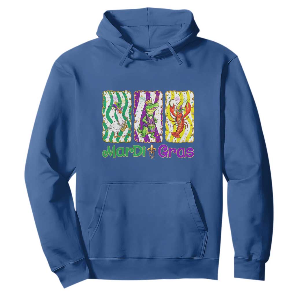 Funny Mardi Gras Animal Hoodie Alligator Crawfish Goose New Orleans Louisiana TS14 Royal Blue Print Your Wear