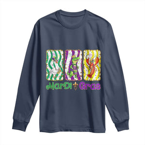 Funny Mardi Gras Animal Long Sleeve Shirt Alligator Crawfish Goose New Orleans Louisiana TS14 Navy Print Your Wear