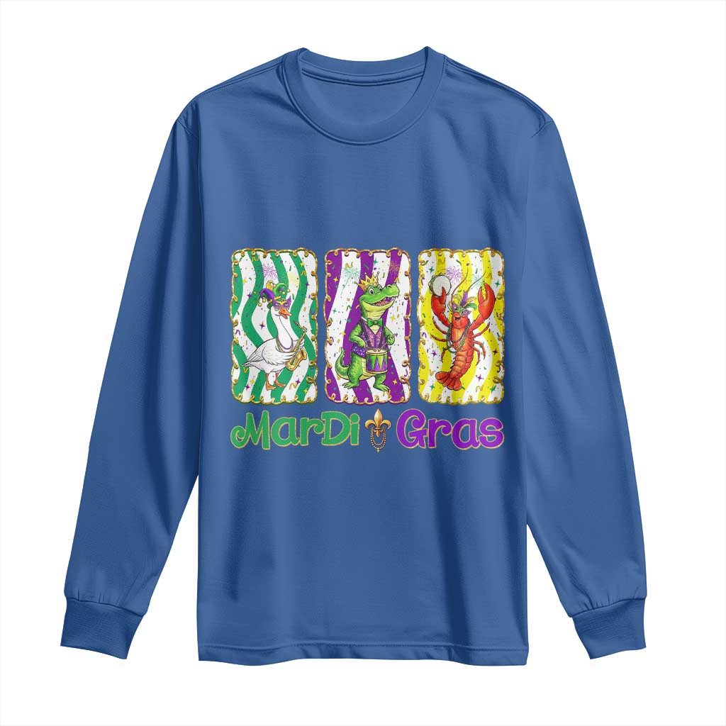 Funny Mardi Gras Animal Long Sleeve Shirt Alligator Crawfish Goose New Orleans Louisiana TS14 Royal Blue Print Your Wear