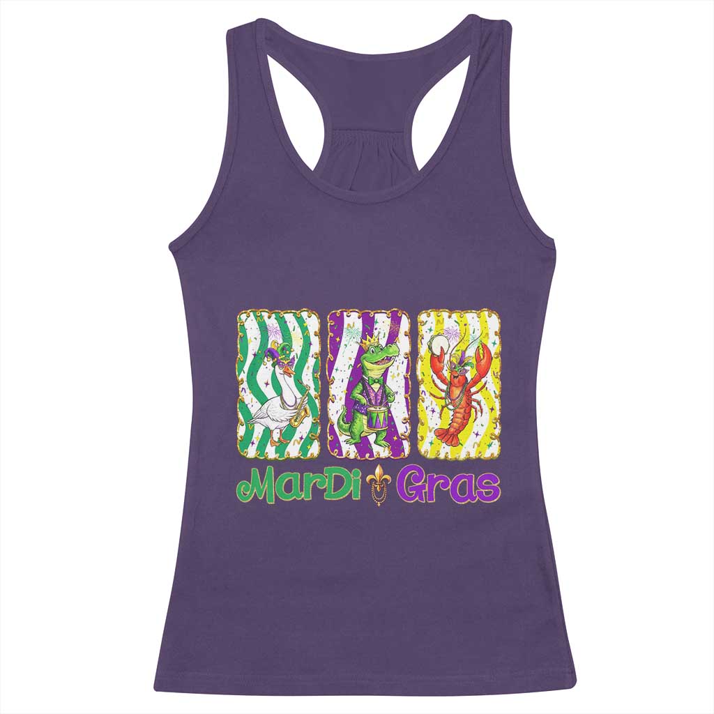 Funny Mardi Gras Animal Racerback Tank Top Alligator Crawfish Goose New Orleans Louisiana TS14 Purple Print Your Wear