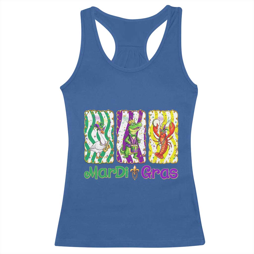 Funny Mardi Gras Animal Racerback Tank Top Alligator Crawfish Goose New Orleans Louisiana TS14 Royal Blue Print Your Wear