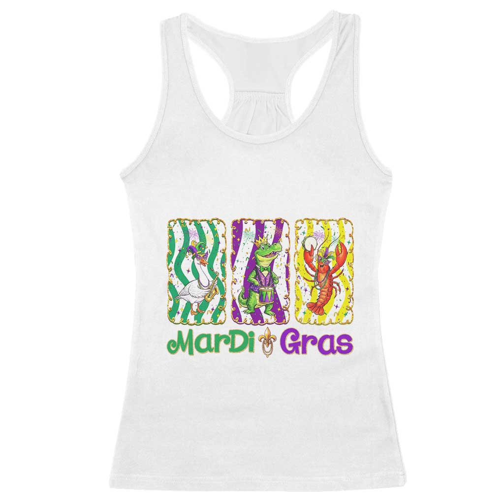 Funny Mardi Gras Animal Racerback Tank Top Alligator Crawfish Goose New Orleans Louisiana TS14 White Print Your Wear