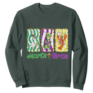 Funny Mardi Gras Animal Sweatshirt Alligator Crawfish Goose New Orleans Louisiana TS14 Dark Forest Green Print Your Wear