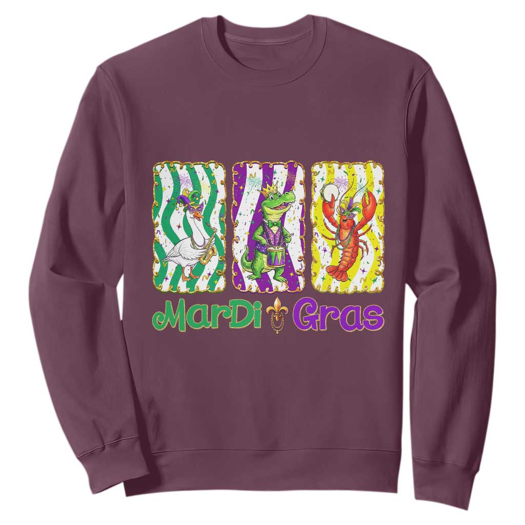 Funny Mardi Gras Animal Sweatshirt Alligator Crawfish Goose New Orleans Louisiana TS14 Maroon Print Your Wear