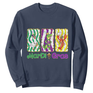 Funny Mardi Gras Animal Sweatshirt Alligator Crawfish Goose New Orleans Louisiana TS14 Navy Print Your Wear