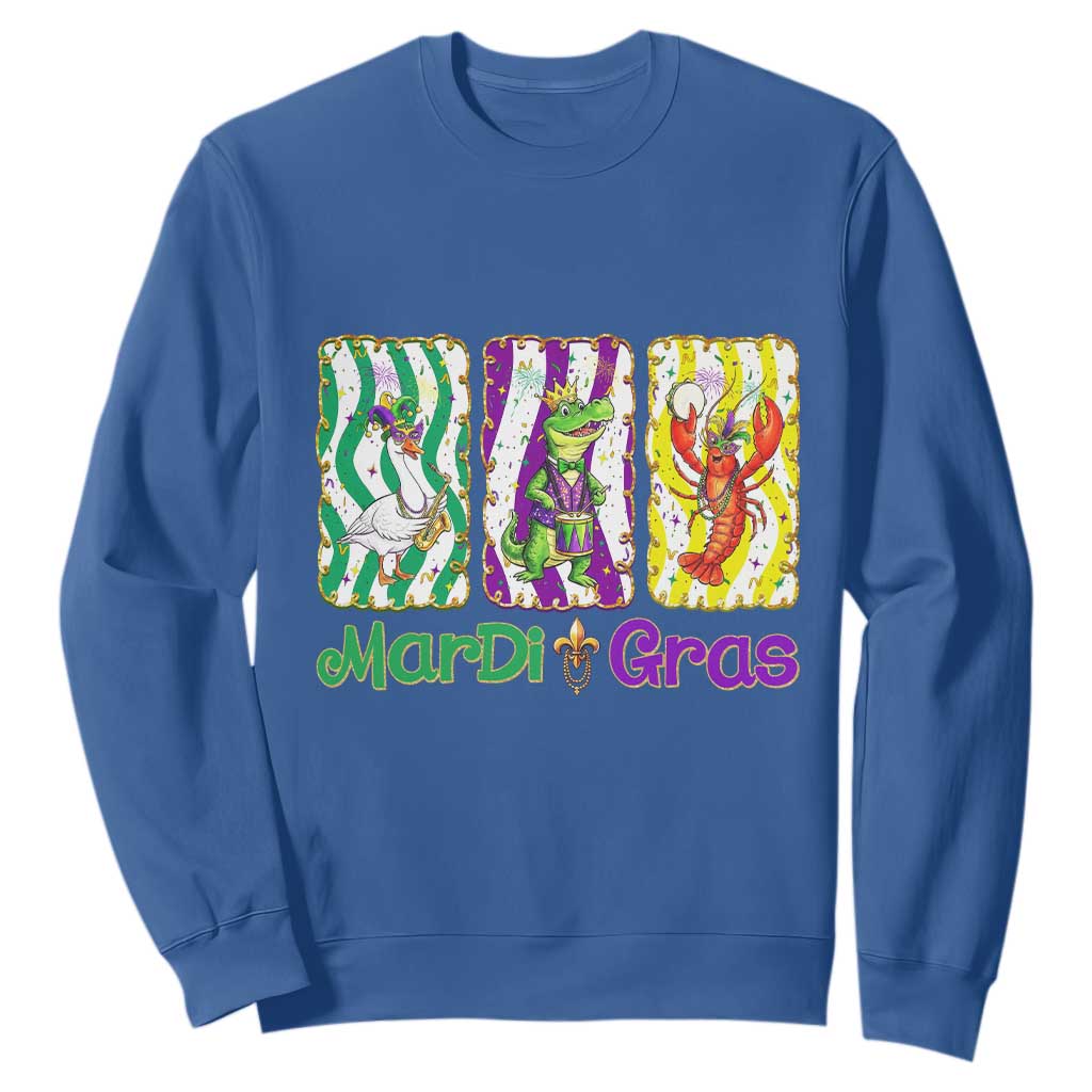 Funny Mardi Gras Animal Sweatshirt Alligator Crawfish Goose New Orleans Louisiana TS14 Royal Blue Print Your Wear