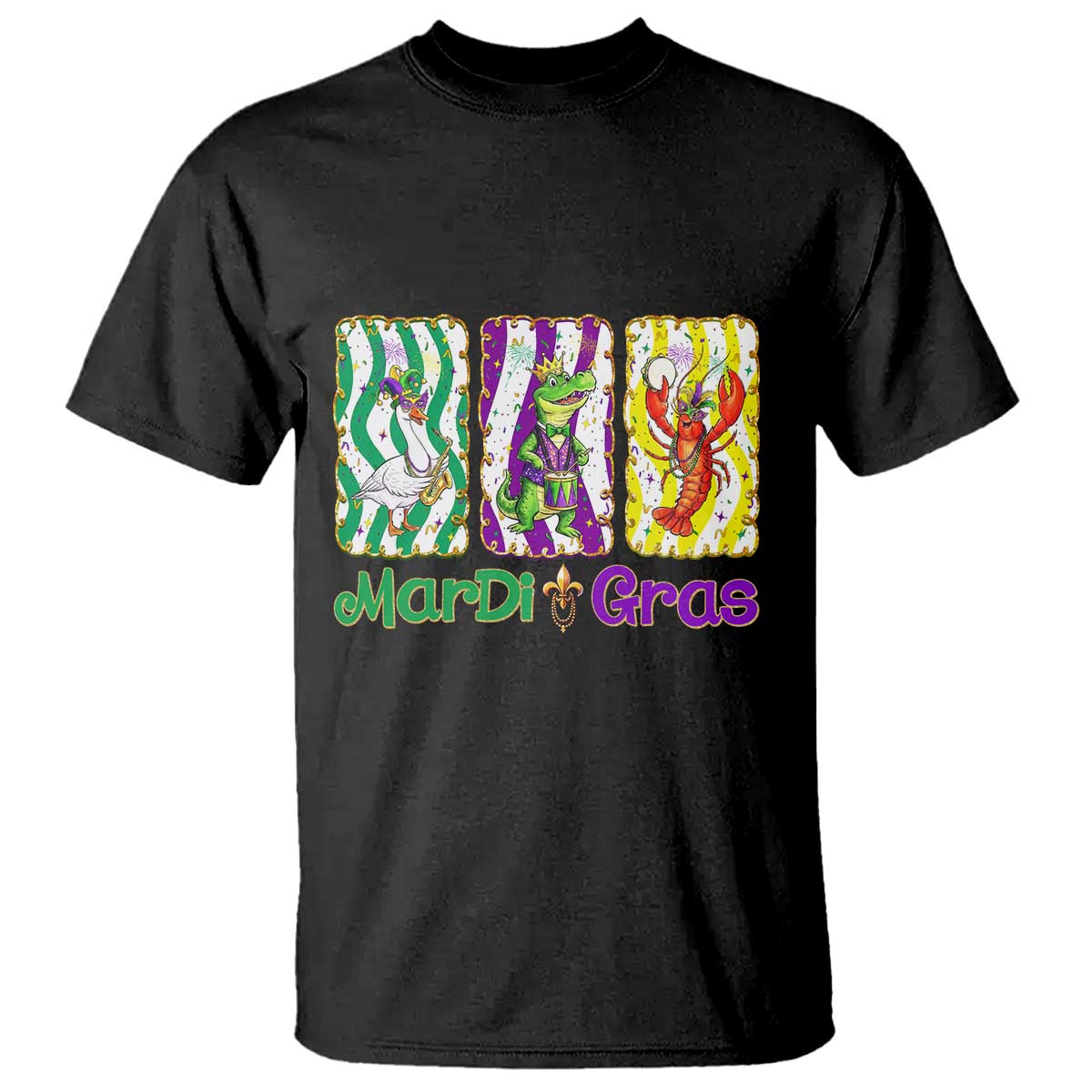 Funny Mardi Gras Animal T Shirt Alligator Crawfish Goose New Orleans Louisiana TS14 Black Print Your Wear