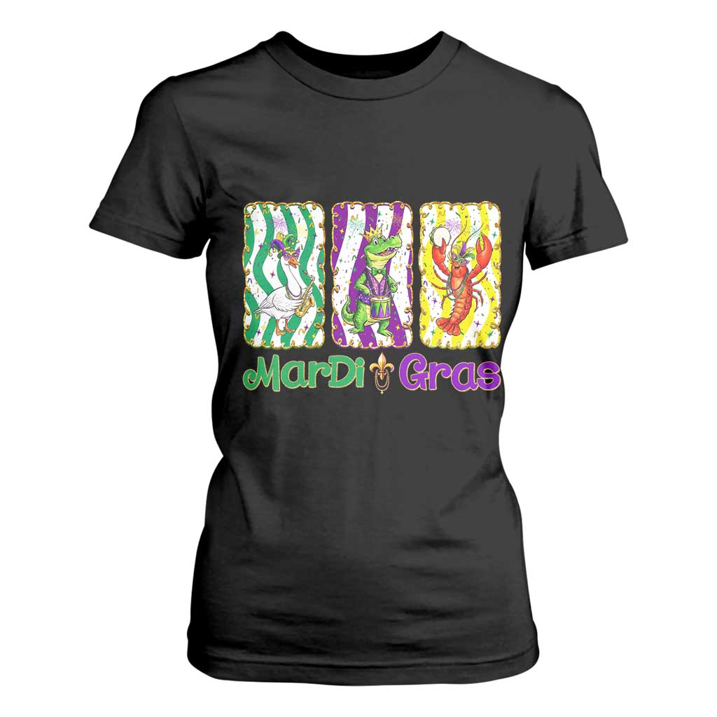 Funny Mardi Gras Animal T Shirt For Women Alligator Crawfish Goose New Orleans Louisiana TS14 Black Print Your Wear
