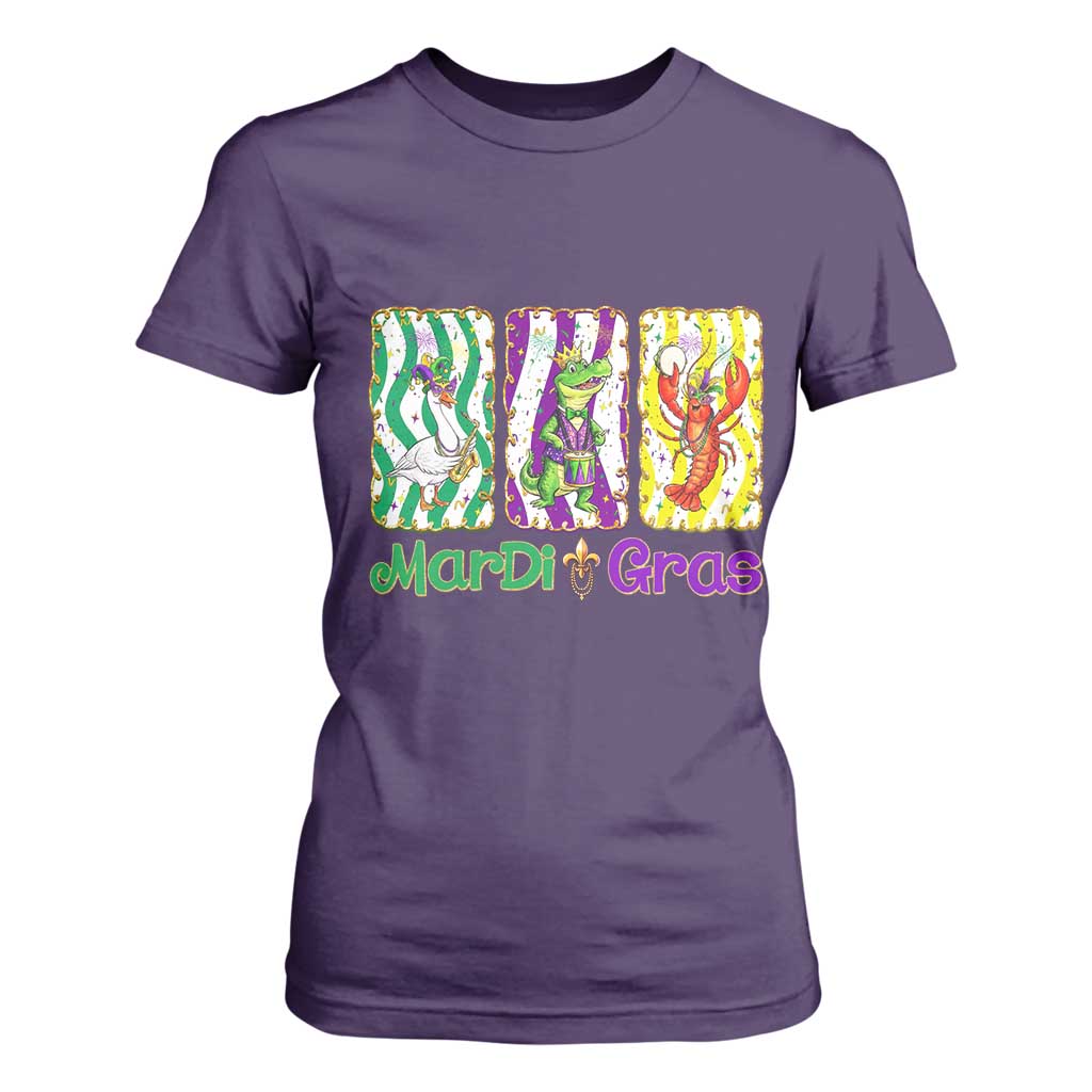 Funny Mardi Gras Animal T Shirt For Women Alligator Crawfish Goose New Orleans Louisiana TS14 Purple Print Your Wear