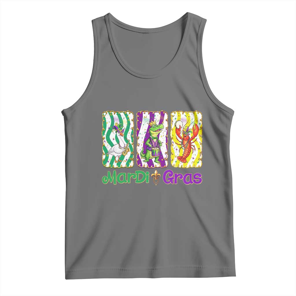 Funny Mardi Gras Animal Tank Top Alligator Crawfish Goose New Orleans Louisiana TS14 Black Heather Print Your Wear