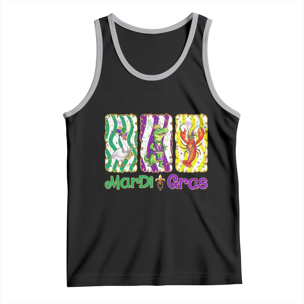 Funny Mardi Gras Animal Tank Top Alligator Crawfish Goose New Orleans Louisiana TS14 Black Athletic Heather Print Your Wear