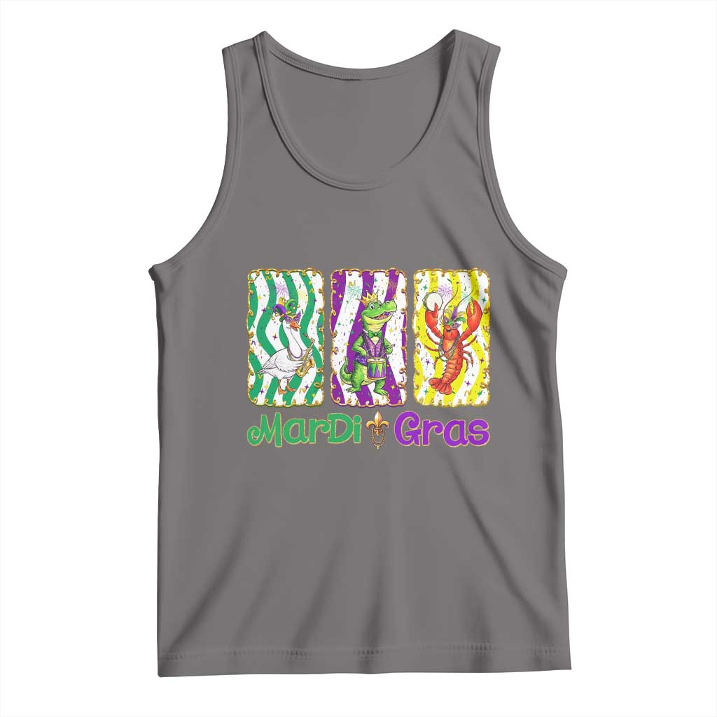 Funny Mardi Gras Animal Tank Top Alligator Crawfish Goose New Orleans Louisiana TS14 Deep Heather Print Your Wear