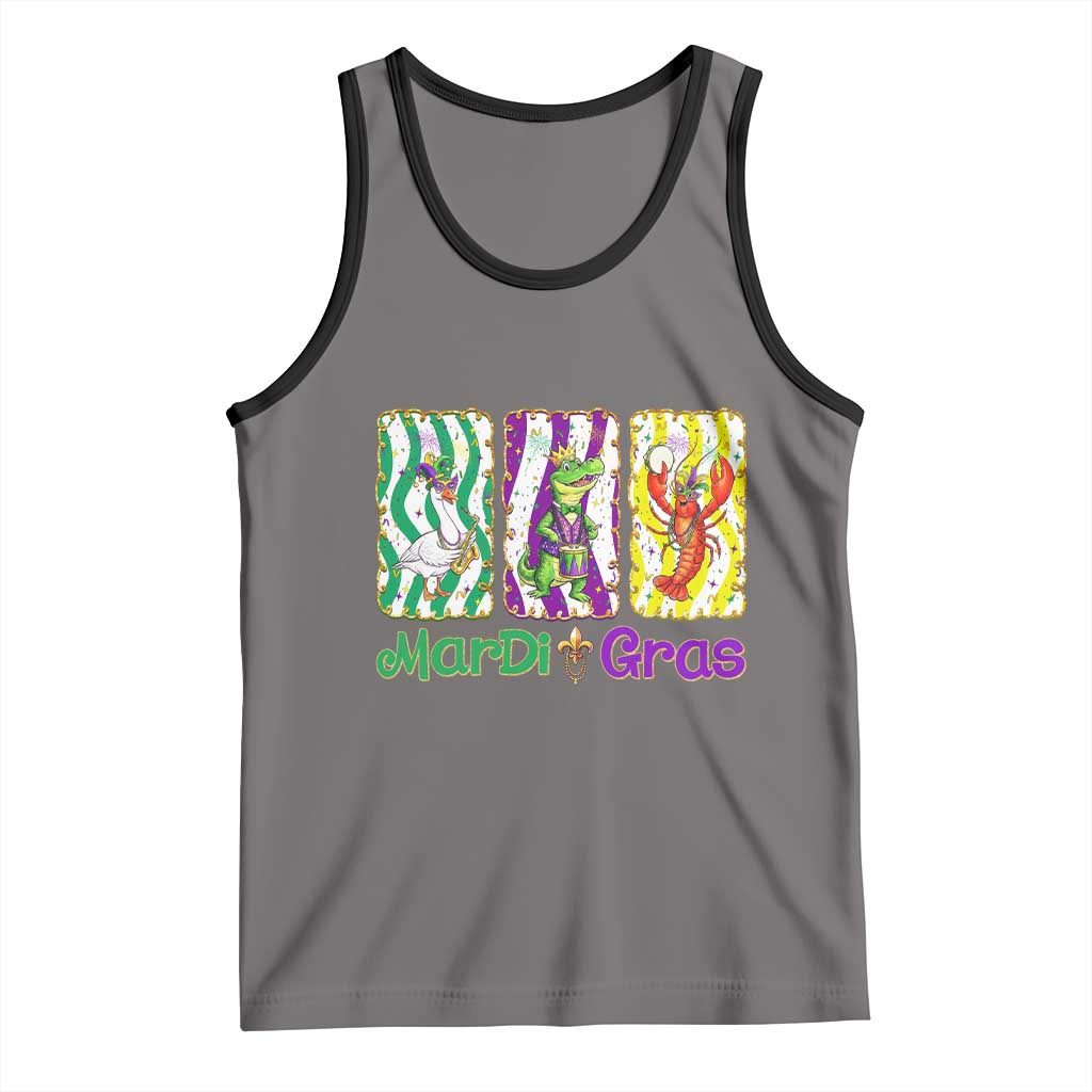 Funny Mardi Gras Animal Tank Top Alligator Crawfish Goose New Orleans Louisiana TS14 Deep Heather Black Print Your Wear