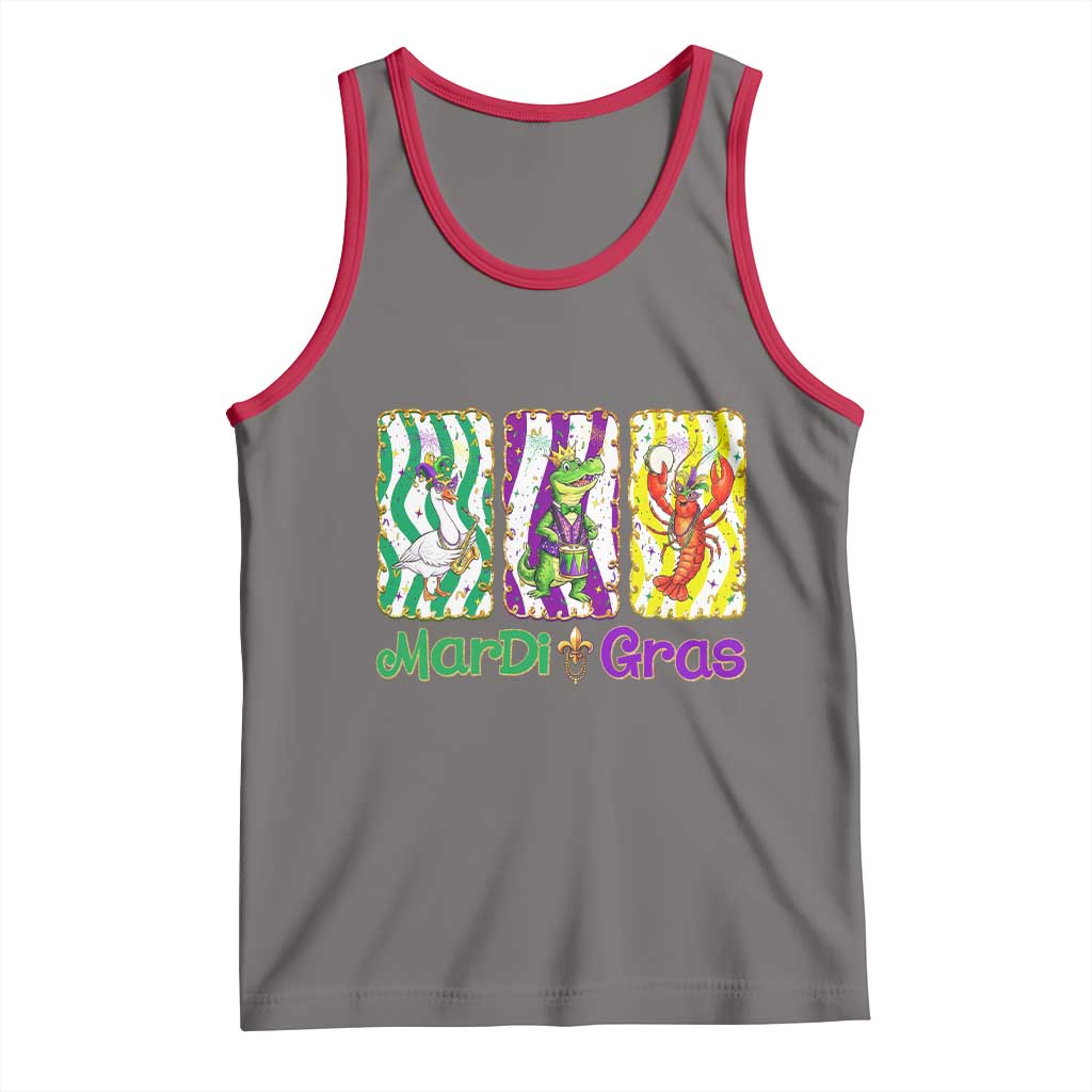 Funny Mardi Gras Animal Tank Top Alligator Crawfish Goose New Orleans Louisiana TS14 Deep Heather Red Print Your Wear