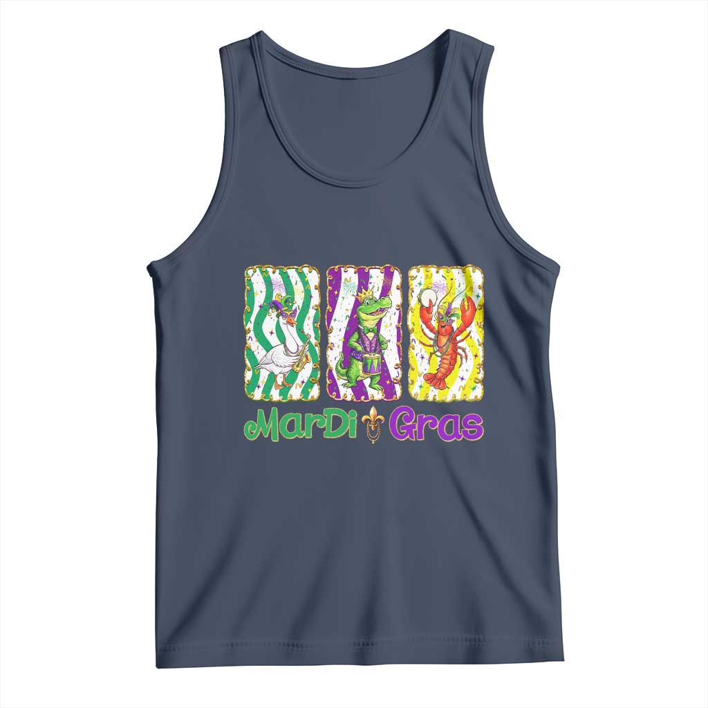 Funny Mardi Gras Animal Tank Top Alligator Crawfish Goose New Orleans Louisiana TS14 Navy Print Your Wear
