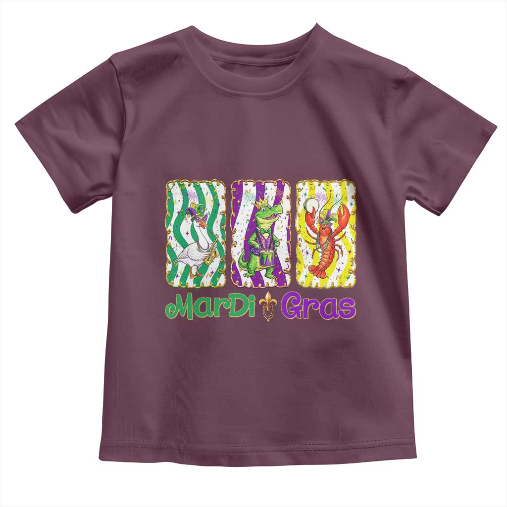 Funny Mardi Gras Animal Toddler T Shirt Alligator Crawfish Goose New Orleans Louisiana TS14 Maroon Print Your Wear