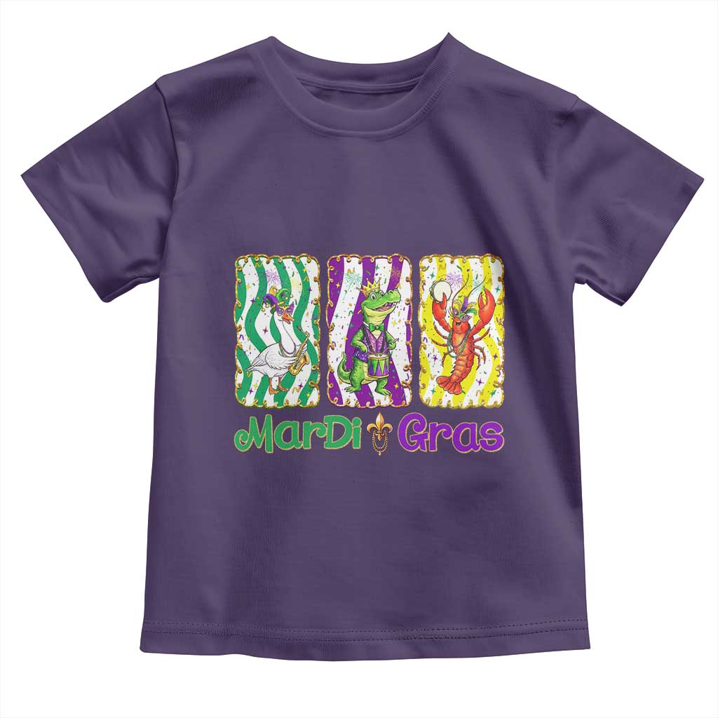Funny Mardi Gras Animal Toddler T Shirt Alligator Crawfish Goose New Orleans Louisiana TS14 Purple Print Your Wear