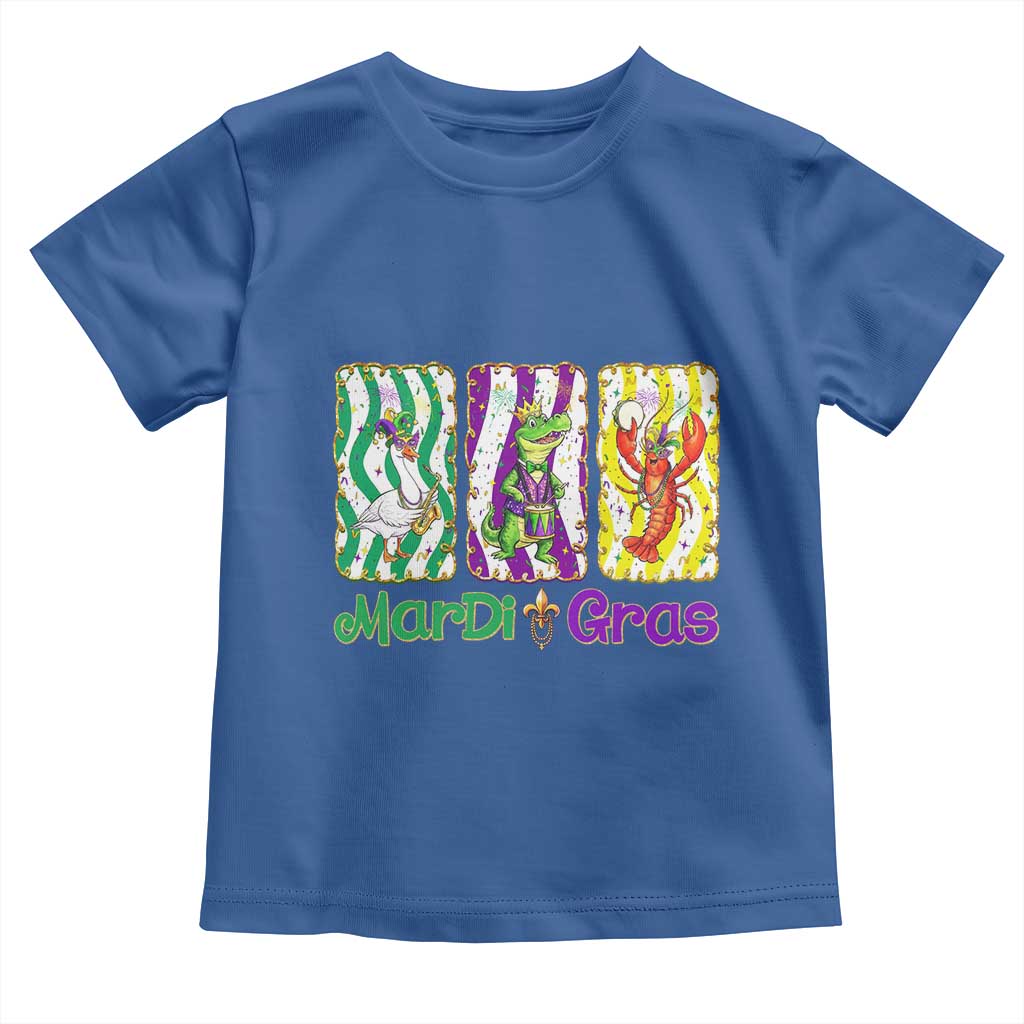 Funny Mardi Gras Animal Toddler T Shirt Alligator Crawfish Goose New Orleans Louisiana TS14 Royal Blue Print Your Wear