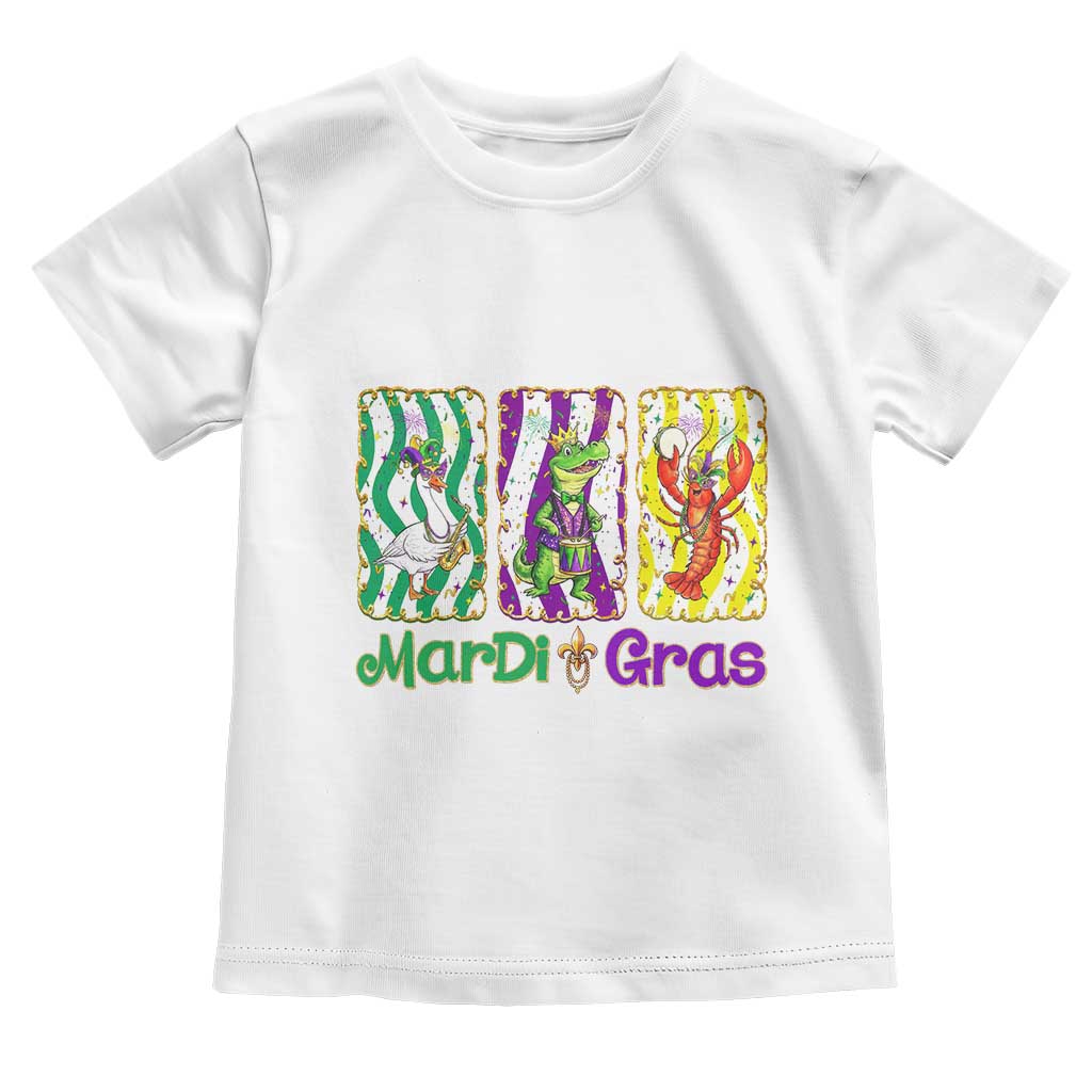 Funny Mardi Gras Animal Toddler T Shirt Alligator Crawfish Goose New Orleans Louisiana TS14 White Print Your Wear