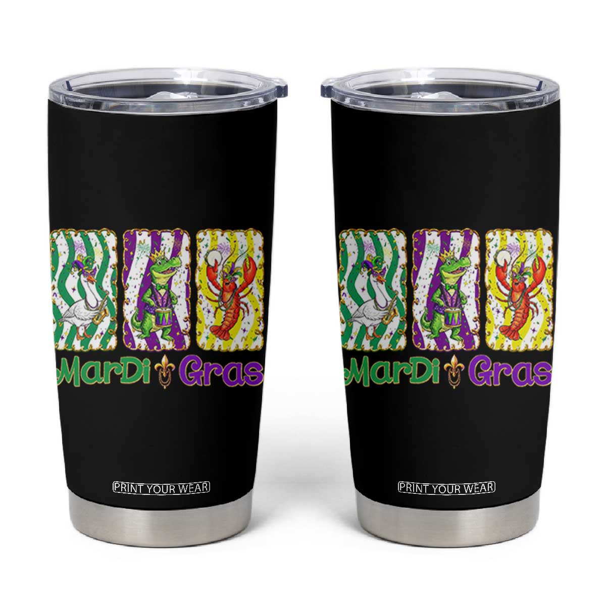 Funny Mardi Gras Animal Tumbler Cup Alligator Crawfish Goose New Orleans Louisiana TS14 Black Print Your Wear