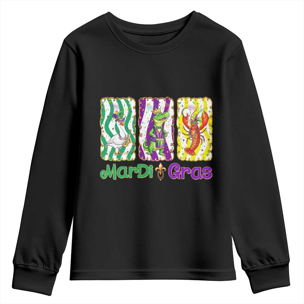 Funny Mardi Gras Animal Youth Sweatshirt Alligator Crawfish Goose New Orleans Louisiana TS14 Black Print Your Wear