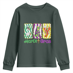 Funny Mardi Gras Animal Youth Sweatshirt Alligator Crawfish Goose New Orleans Louisiana TS14 Dark Forest Green Print Your Wear