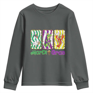 Funny Mardi Gras Animal Youth Sweatshirt Alligator Crawfish Goose New Orleans Louisiana TS14 Dark Heather Print Your Wear