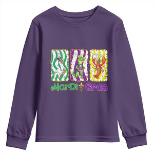 Funny Mardi Gras Animal Youth Sweatshirt Alligator Crawfish Goose New Orleans Louisiana TS14 Purple Print Your Wear