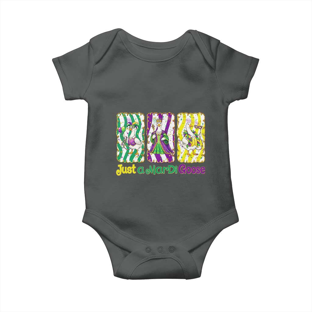 Mardi Gras Goose Baby Onesie Just A Mardi Goose TS14 Dark Heather Print Your Wear