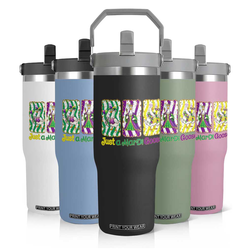 Mardi Gras Goose Flip Straw Tumbler Just A Mardi Goose TS14 Print Your Wear