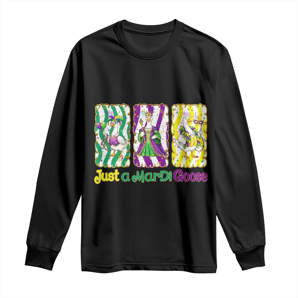 Mardi Gras Goose Long Sleeve Shirt Just A Mardi Goose TS14 Black Print Your Wear