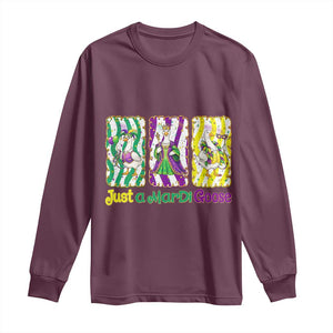Mardi Gras Goose Long Sleeve Shirt Just A Mardi Goose TS14 Maroon Print Your Wear