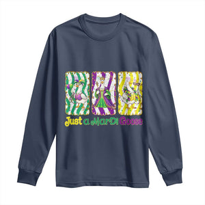 Mardi Gras Goose Long Sleeve Shirt Just A Mardi Goose TS14 Navy Print Your Wear