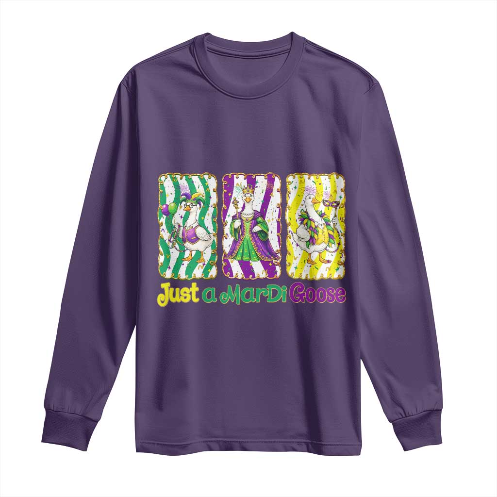 Mardi Gras Goose Long Sleeve Shirt Just A Mardi Goose TS14 Purple Print Your Wear