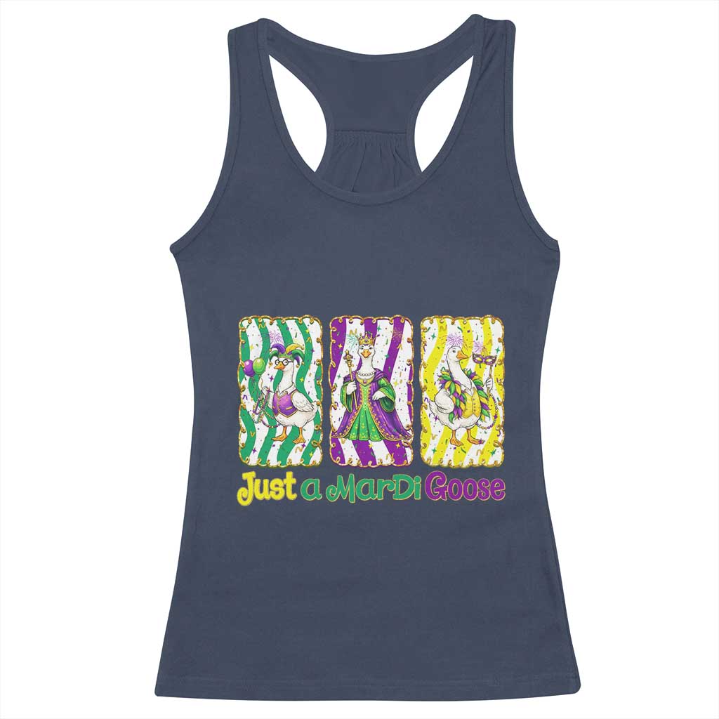 Mardi Gras Goose Racerback Tank Top Just A Mardi Goose TS14 Navy Print Your Wear